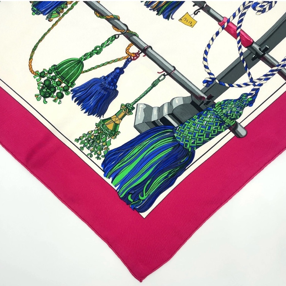 Auth Hermes Carré 90 Pasementerie Purple x Multicolor Silk Scarf W/Box - Picture 12 of 17